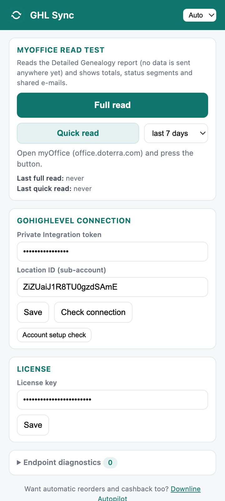GHL Sync popup